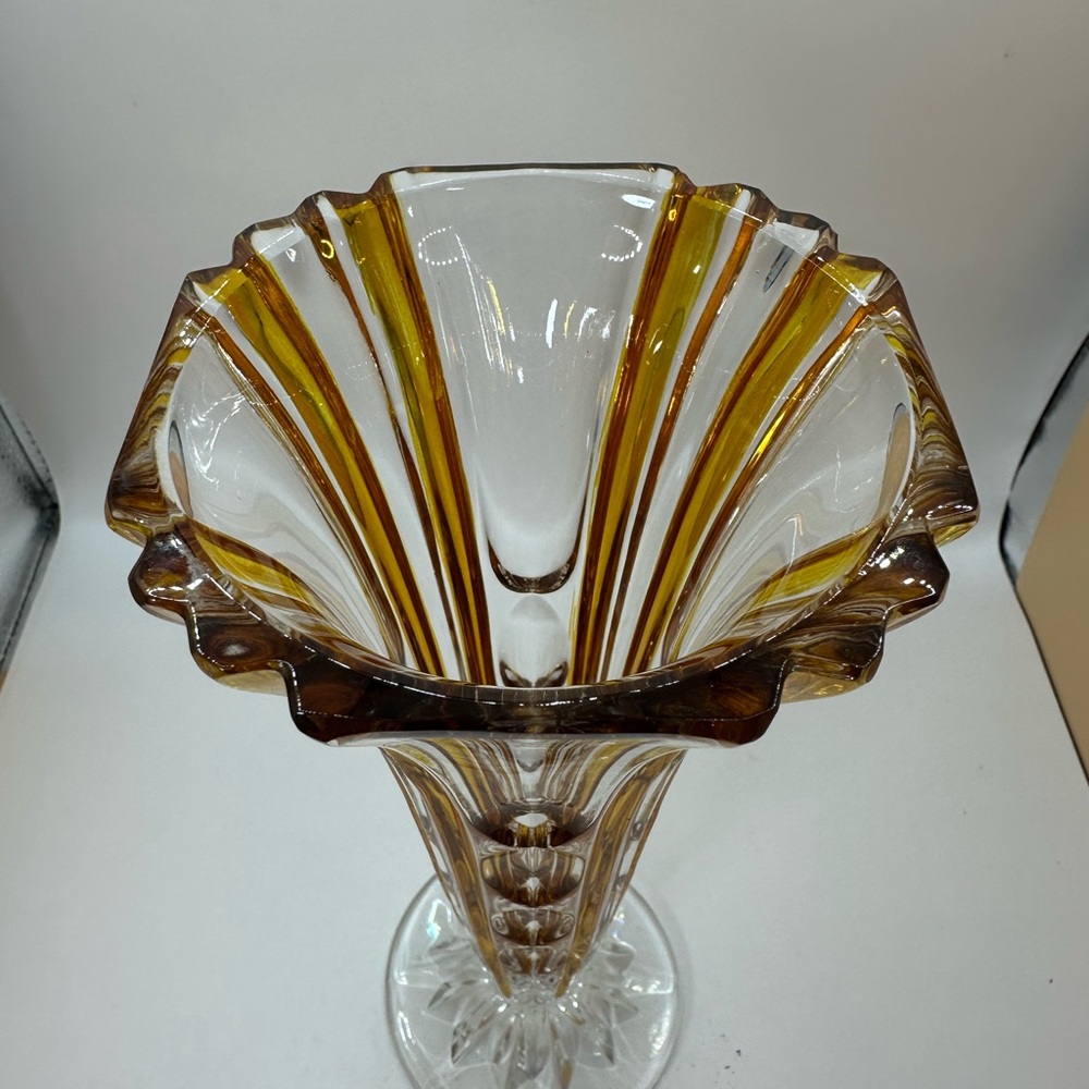 Vintage Art Deco Amber and Clear Crystal Bud Vase - Picture 3 of 7
